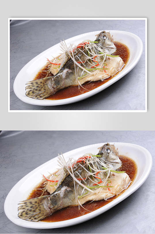 美味清蒸鱼海鲜生鲜食品摄影图片