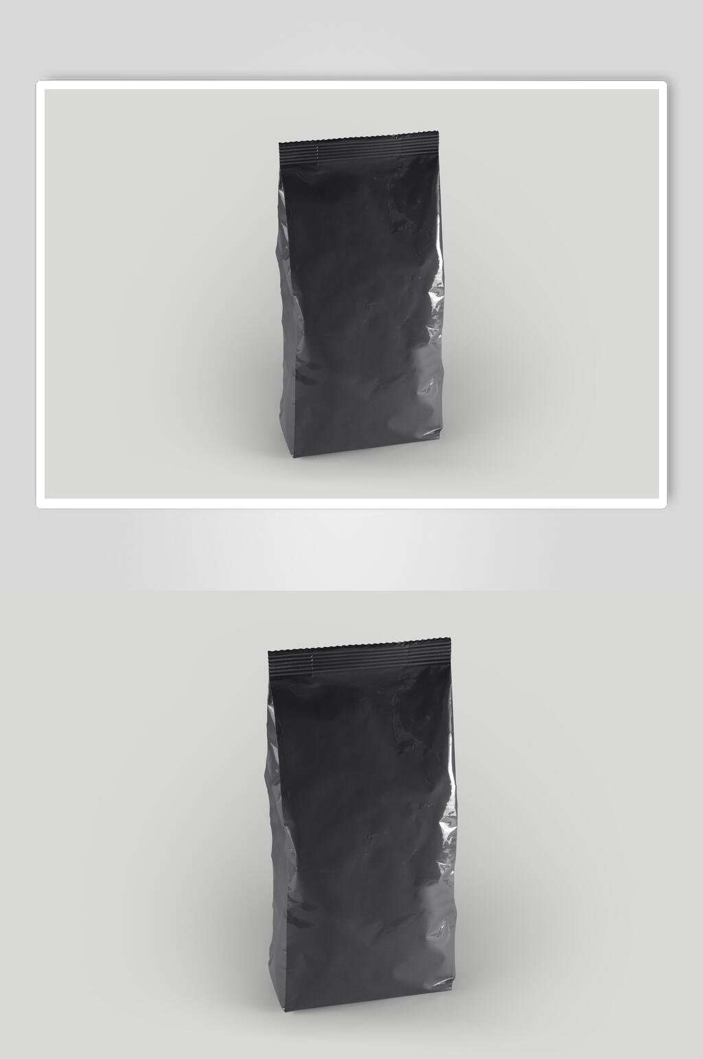 时尚黑灰立体食品零食包装袋样机素材