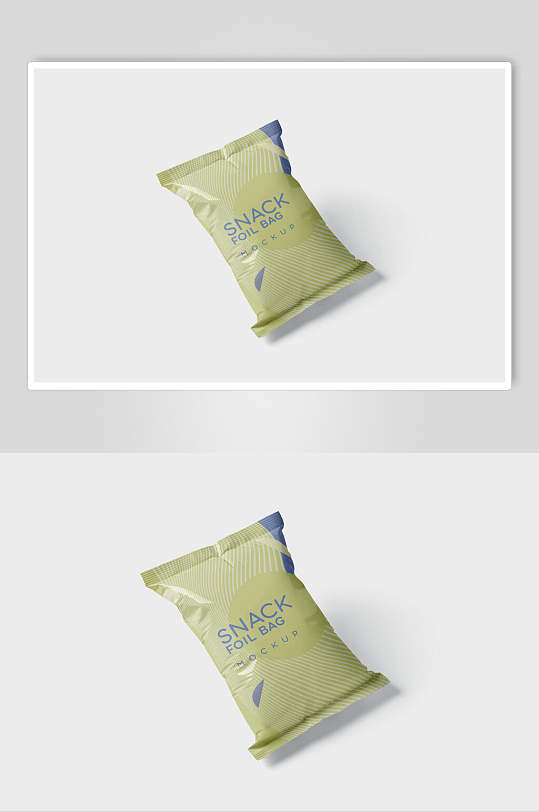 清新绿色食品零食包装袋样机