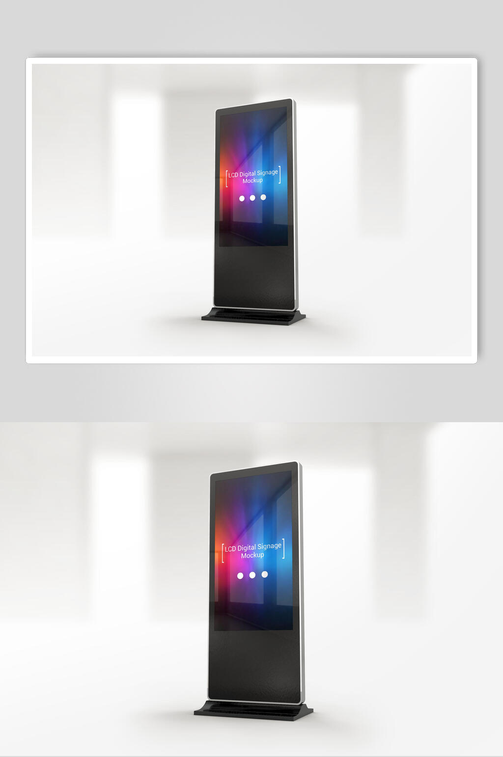 蓝红立体留白街头LED灯箱展示样机素材