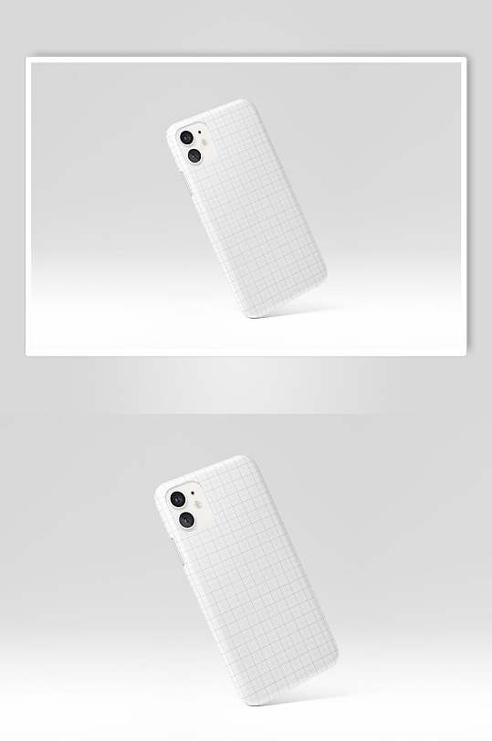 灰色立体留白苹果手机壳贴图样机
