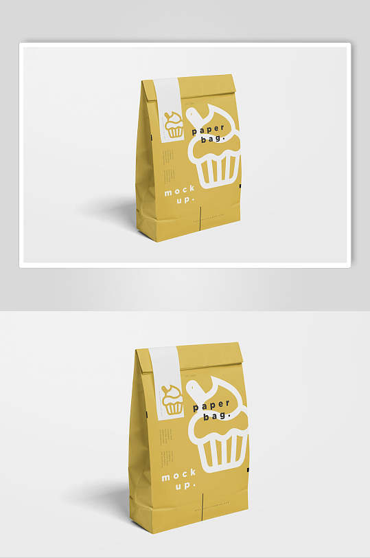 简约黄立体留白食品纸袋外包装样机