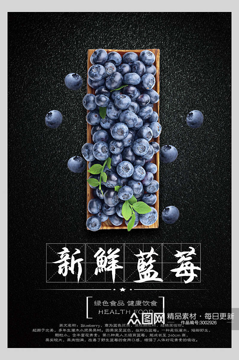 新鲜蓝莓蔬果海报素材
