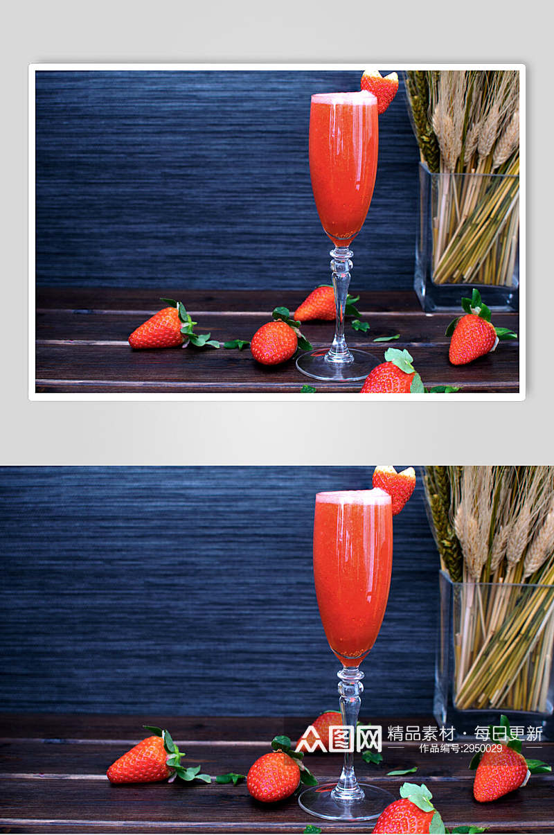 营养草莓果汁夏日清凉摄影图素材
