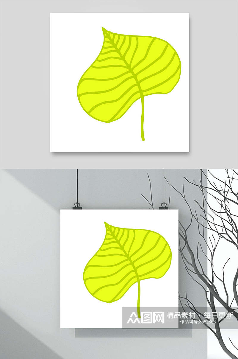 黄色树叶卡通动植物涂鸦矢量素材素材