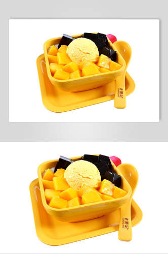 港式芒果冰沙甜品图片
