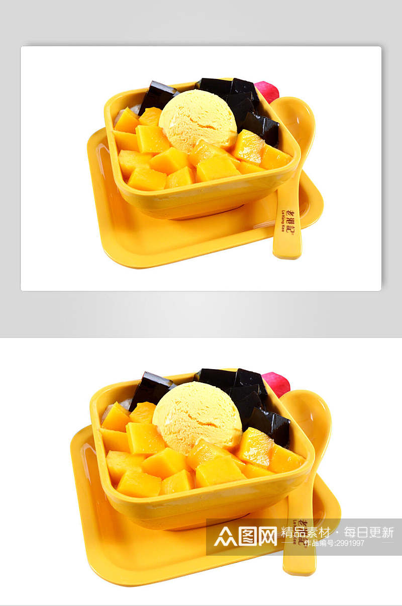 港式芒果冰沙甜品图片素材