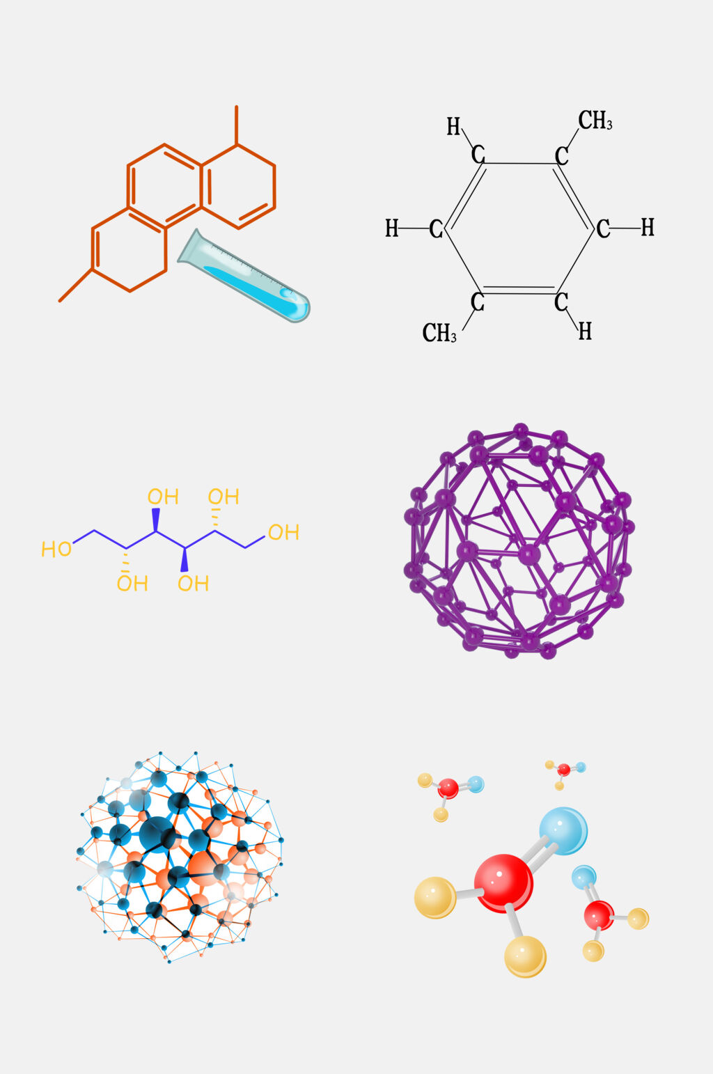 炫彩分子结构生物基因免抠素材素材