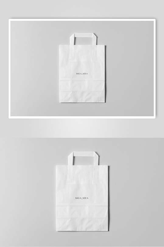 袋子简约英文立体留白纸袋展示样机