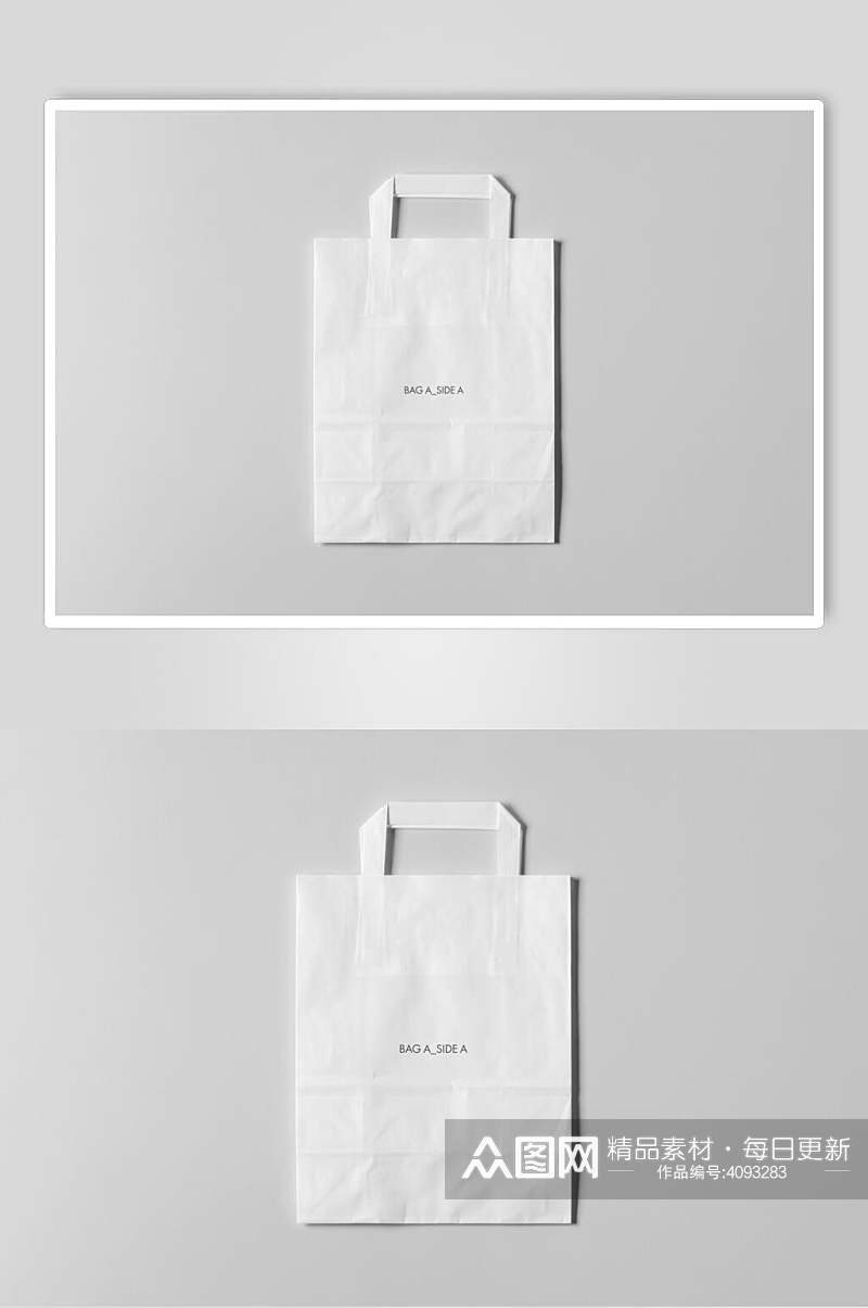 袋子简约英文立体留白纸袋展示样机素材