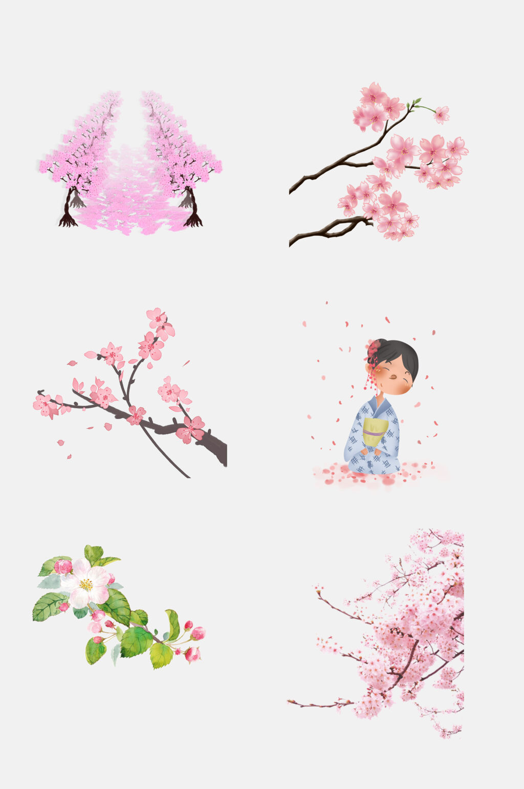 日式浪漫樱花桃花免抠素材素材