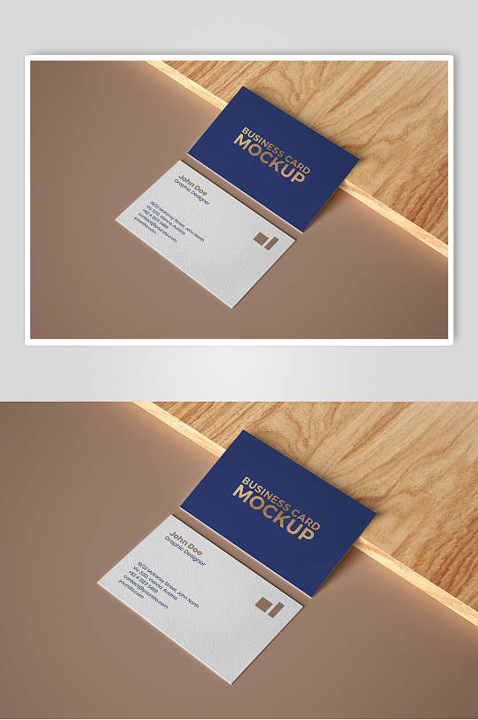 白蓝商业正反面名片样机