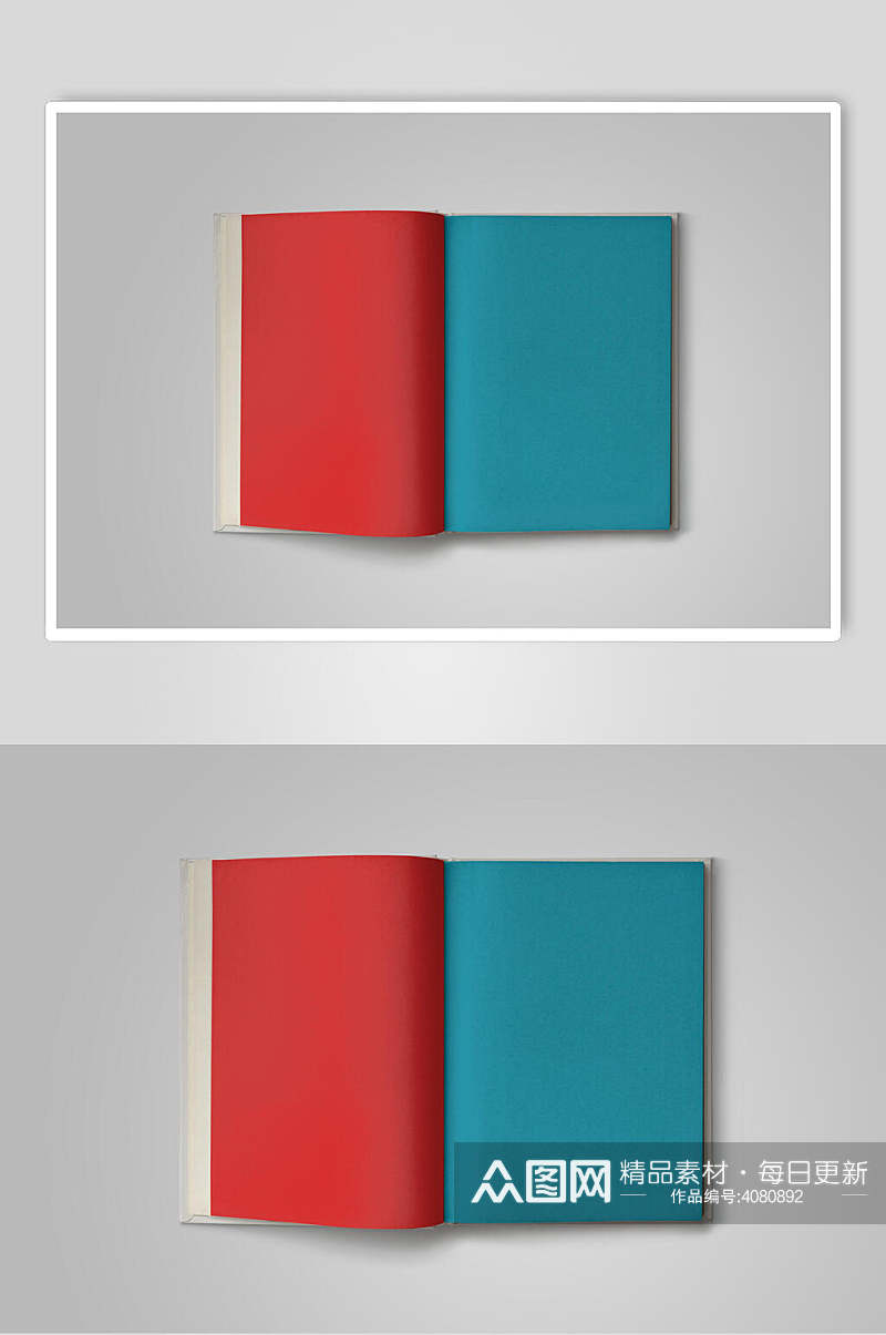 时尚红蓝高端创意书籍硬壳封面样机素材