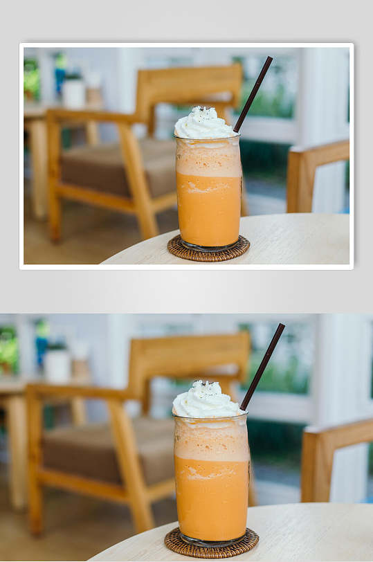 时尚美味芒果冰饮果汁夏日清凉摄影图