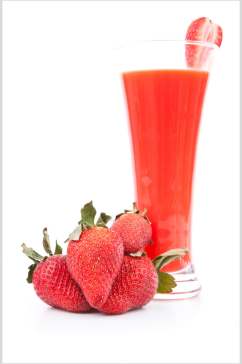 精致草莓果汁夏日清凉摄影图