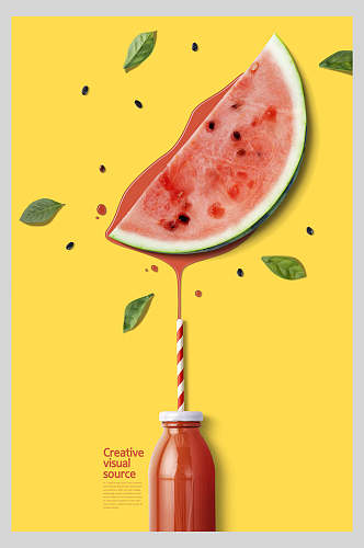 美味西瓜汁饮料海报