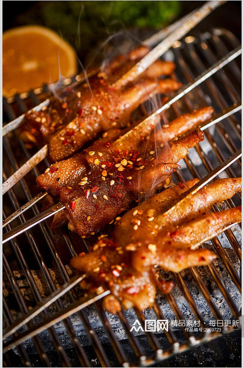 香辣鸡爪烧烤美食食品摄影图片素材