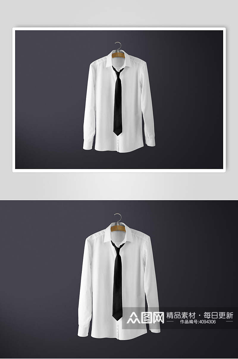 清新黑白简约立体留白领带样机素材