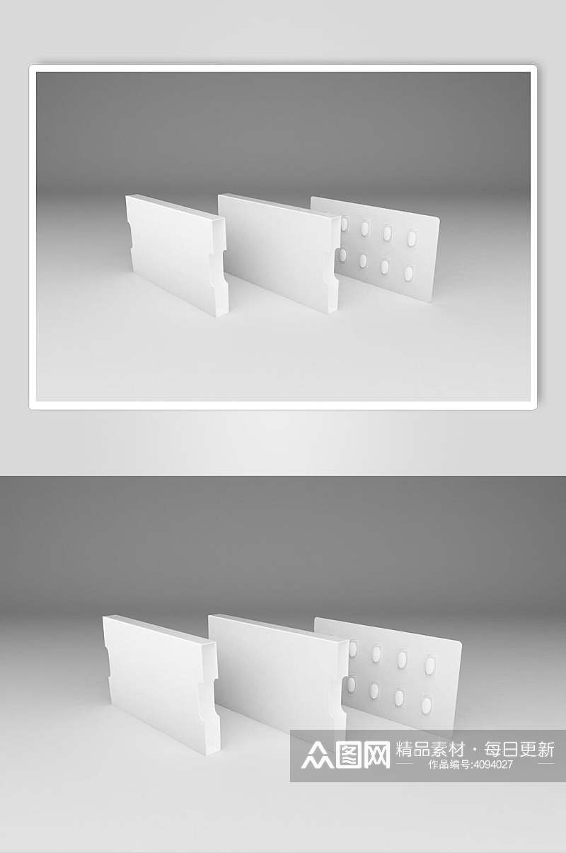 清新立体立体留白灰白盒装展示样机素材