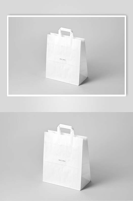 时尚袋子立体留白灰白纸袋展示样机