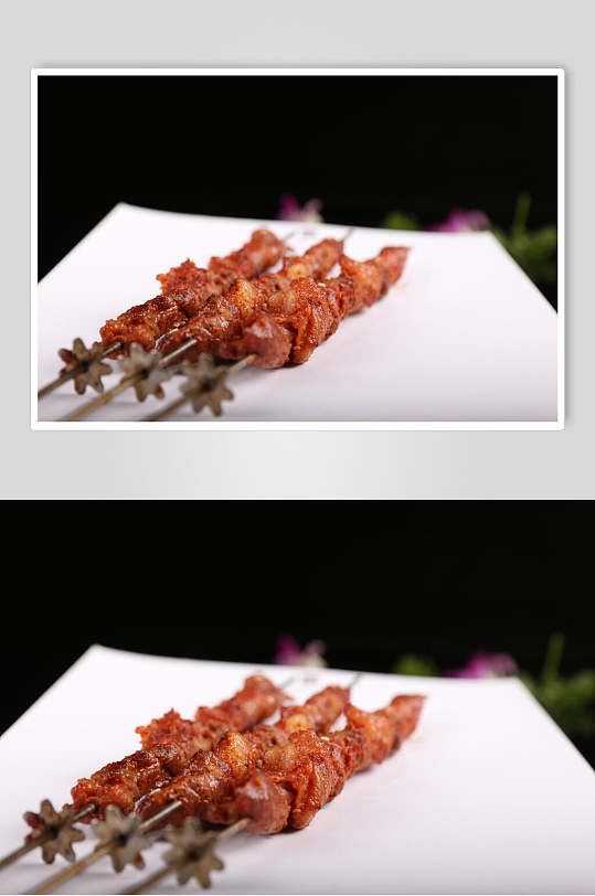 串烧牛肉烤肉串摄影图