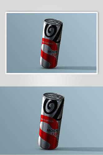 灰红可乐饮料罐包装样机