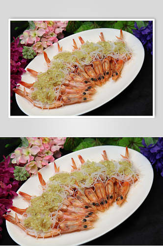 招牌蒜蓉虾餐饮食物摄影图