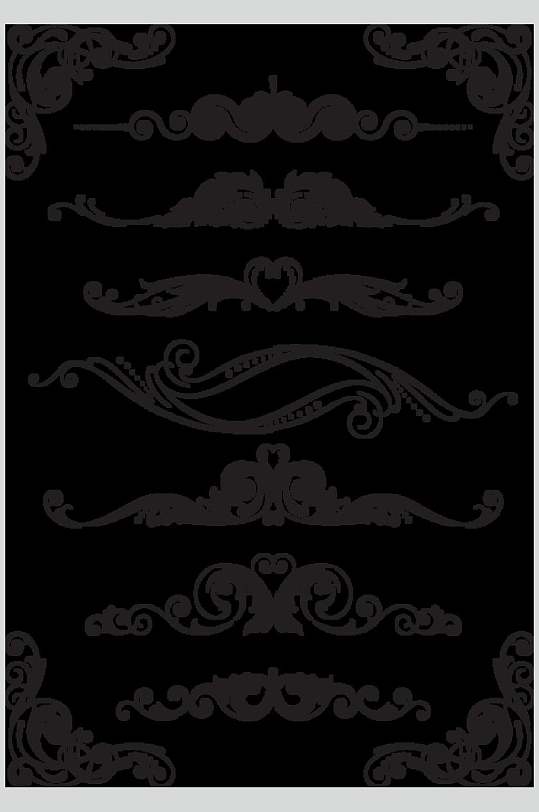 黑色手绘简约线条装饰边框矢量素材