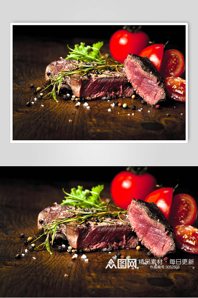 西红柿西餐牛排实拍图片素材