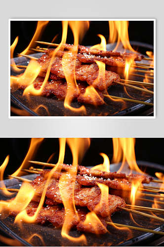 烧烤店美味烤肉串图片