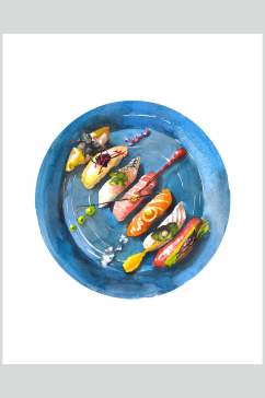 寿司水彩美食菜品图片