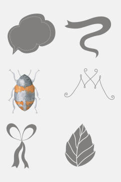 胡思植物昆虫动植物箭头艺术免抠设计素材