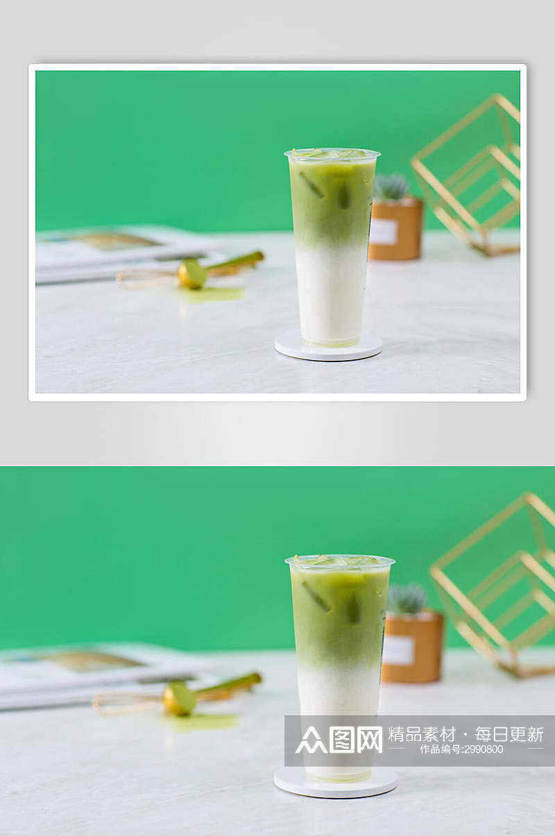 抹茶奶绿食品摄影图片素材
