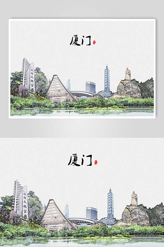 厦门城市地标建筑风光素材