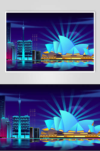 悉尼歌剧院城市建筑插画素材