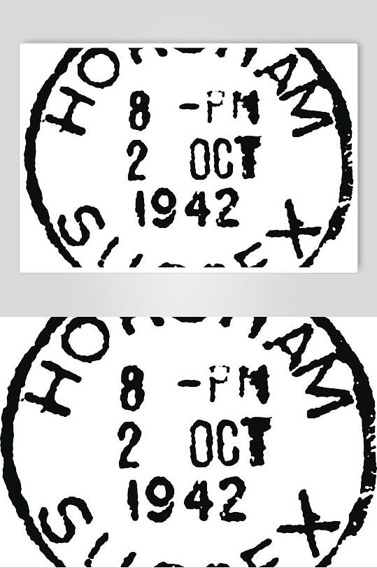 圆形创意大气黑白邮戳印章矢量素材