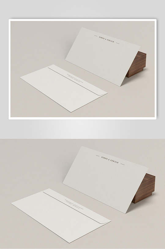 信封卡纸英文字母浅棕色木质VI样机