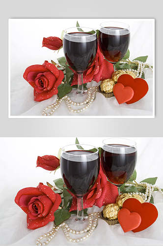 玫瑰红红酒蔬菜水果图片