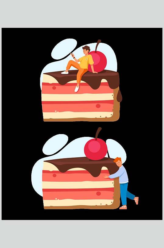 极简蛋糕爱美食插画矢量素材