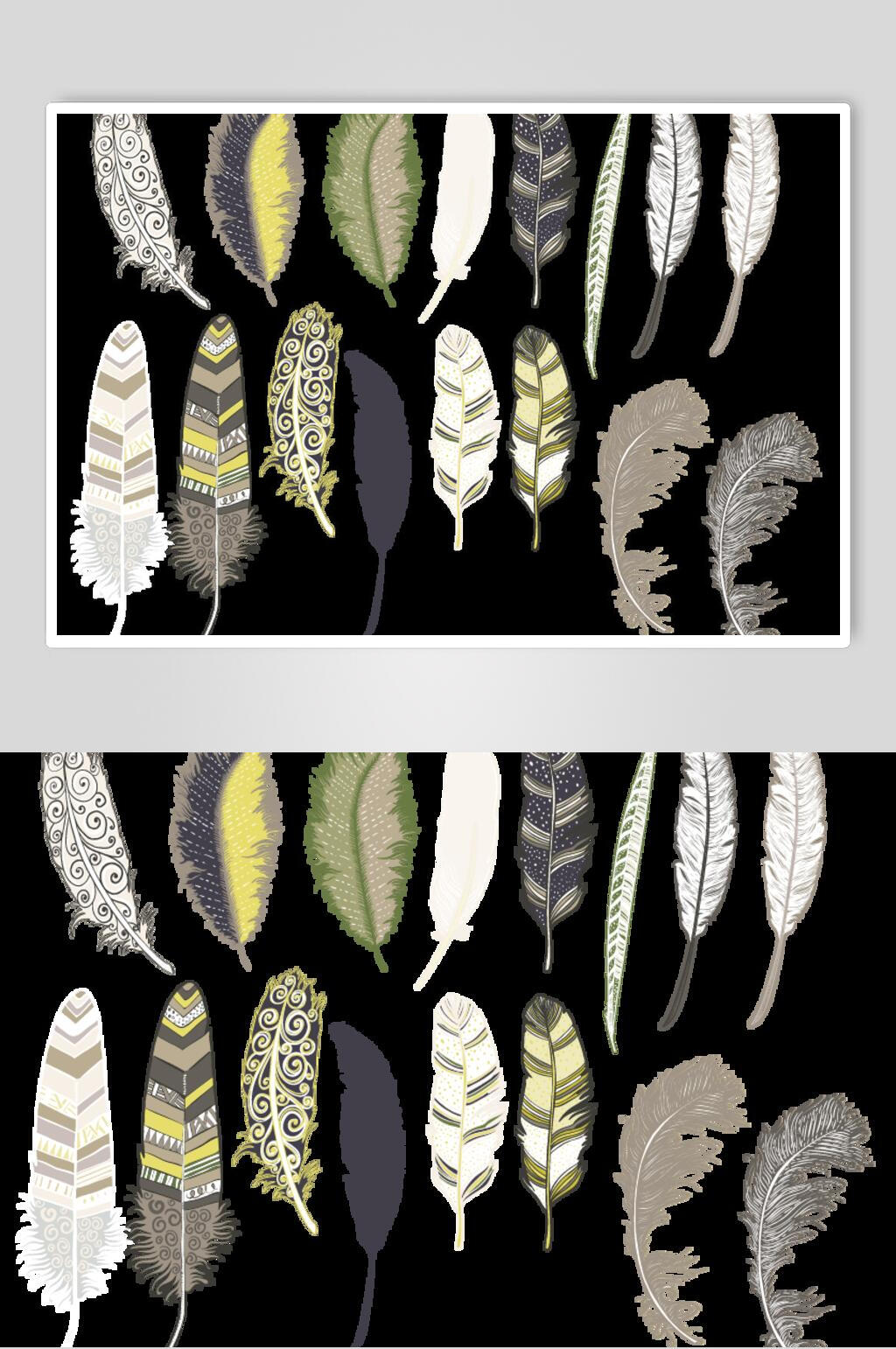 羽毛动物花卉纹样矢量素材素材
