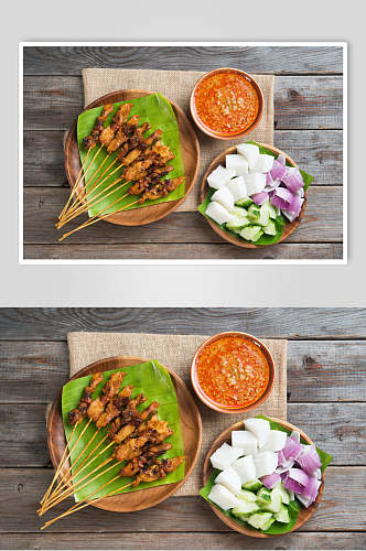 韩国烤肉牛肉串图片