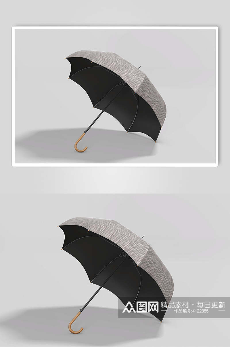 黑色靠地雨伞样机素材
