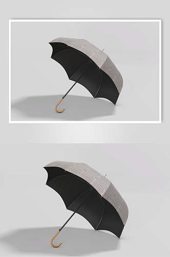 黑色靠地雨伞样机