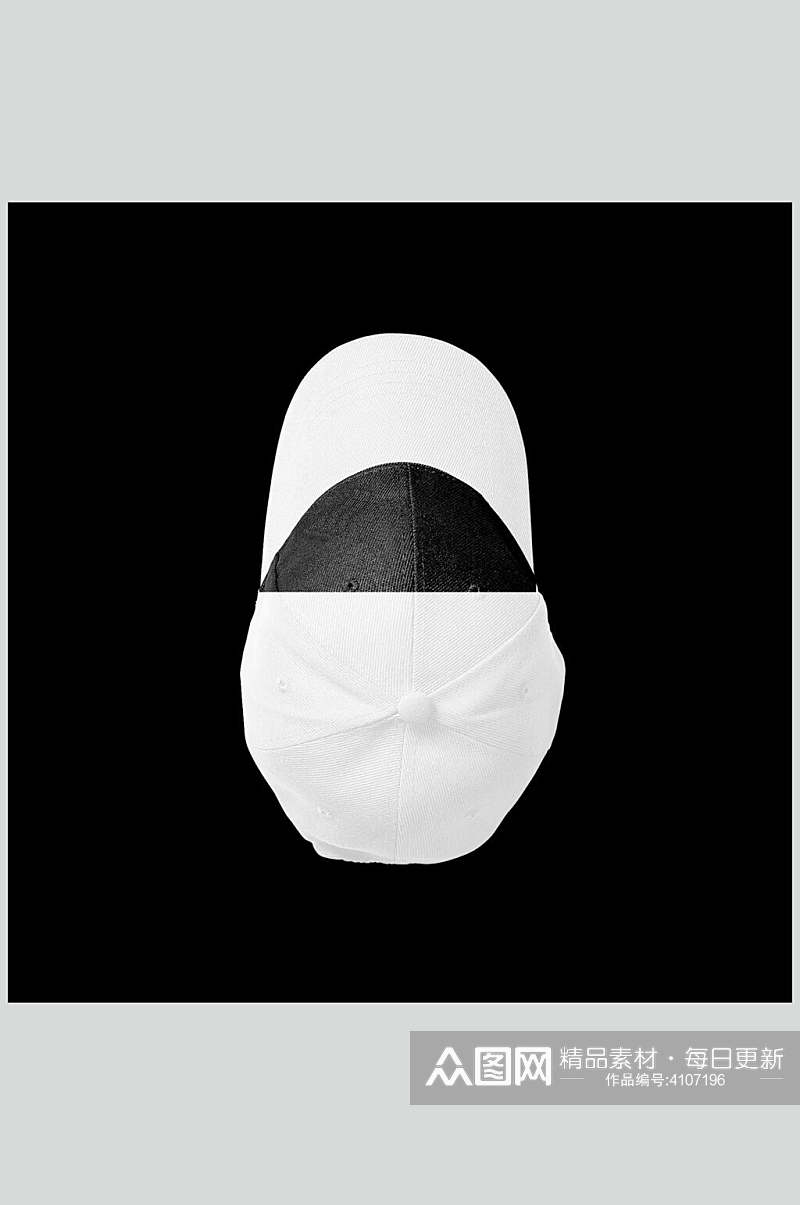 黑色背景墙线条棒球帽白膜贴图样机素材