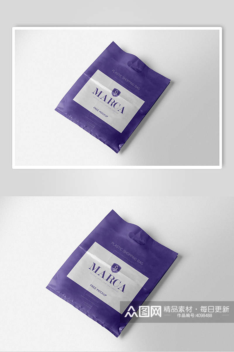 紫色塑料袋包装样机素材