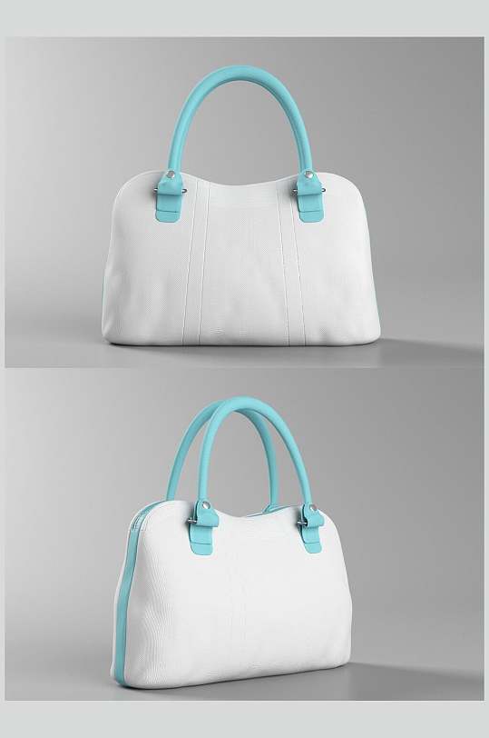 蓝色手提袋白色便携化妆包样机