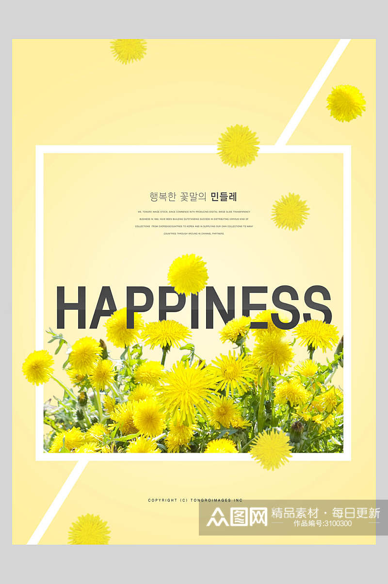 清新黄色菊花花卉宣传海报素材
