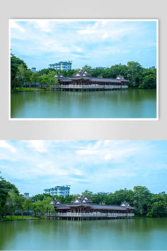 唯美时尚中国风古建筑自然风景天际线背景摄影图