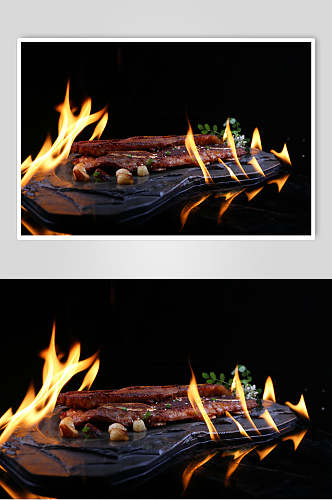 炭烤美味烤肉串摄影图