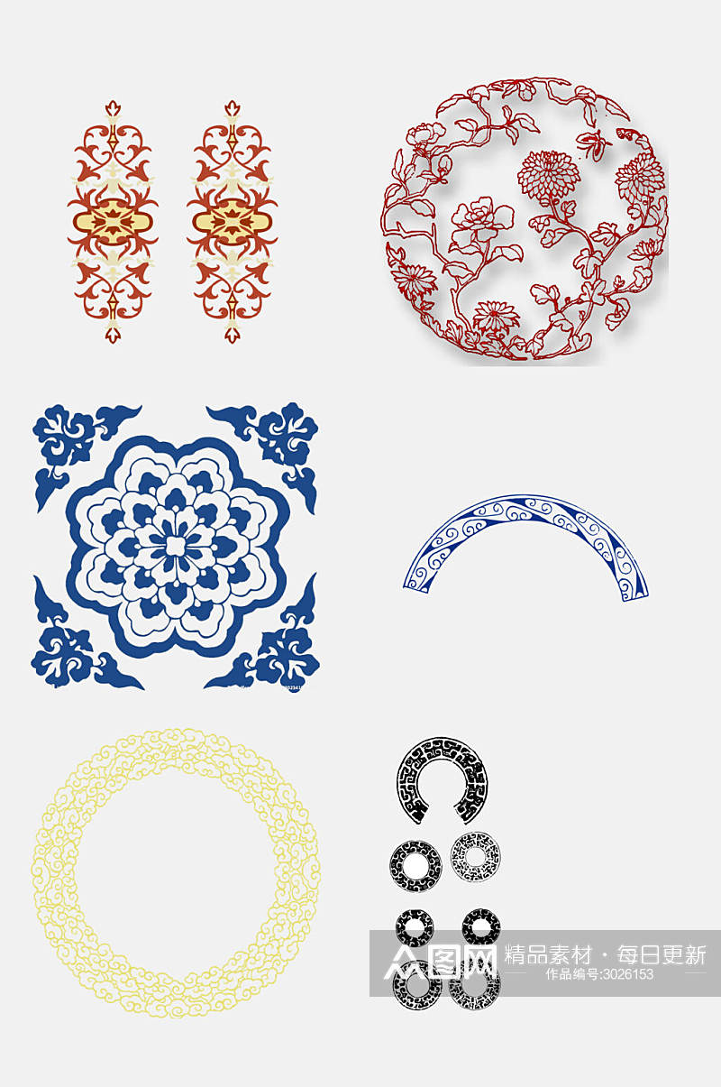 中式传统吉祥纹样免抠设计素材素材